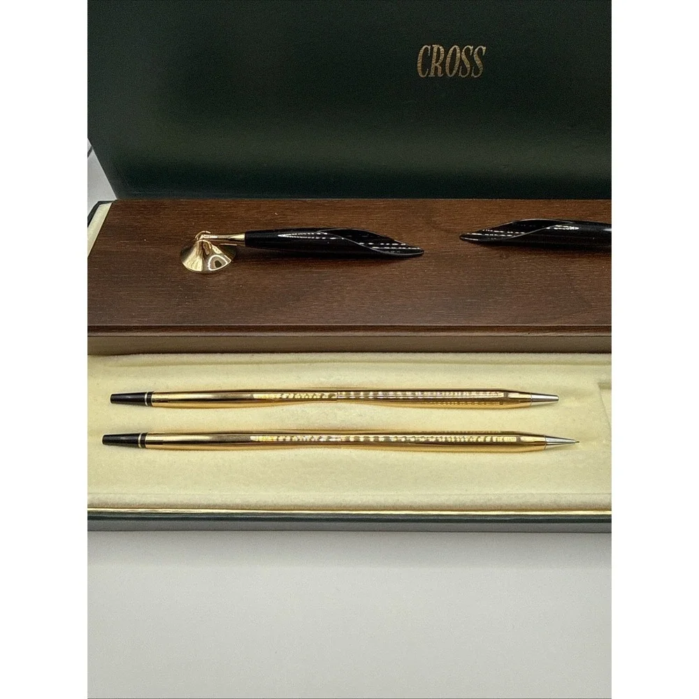 Cross Dual Desk Pen & Pencil Stand Mahogany Business Professional Graduation
